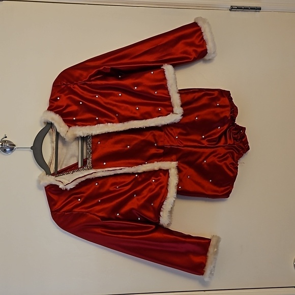 VTG 1960s HANDMADE Red Satin Rhinestone Faux Fur Valentine's Portrait Outfit - Picture 8 of 14
